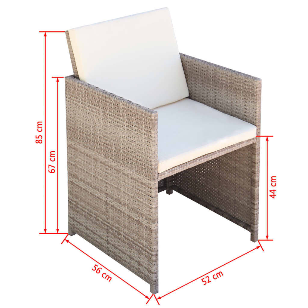 vidaXL Garden Chairs 2 pcs with Cushions and Pillows Poly Rattan Beige