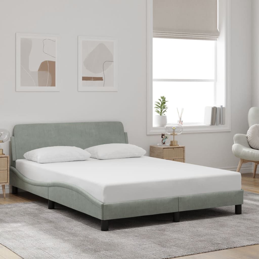 vidaXL Bed Frame without Mattress Light Grey 137x187 cm Double Velvet