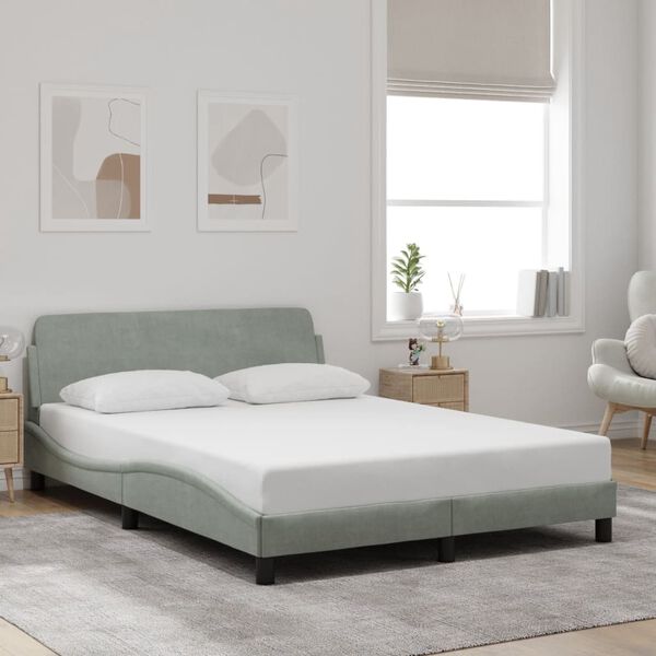 vidaXL Bed Frame "Dover" Light Grey 137x190 cm Double Velvet