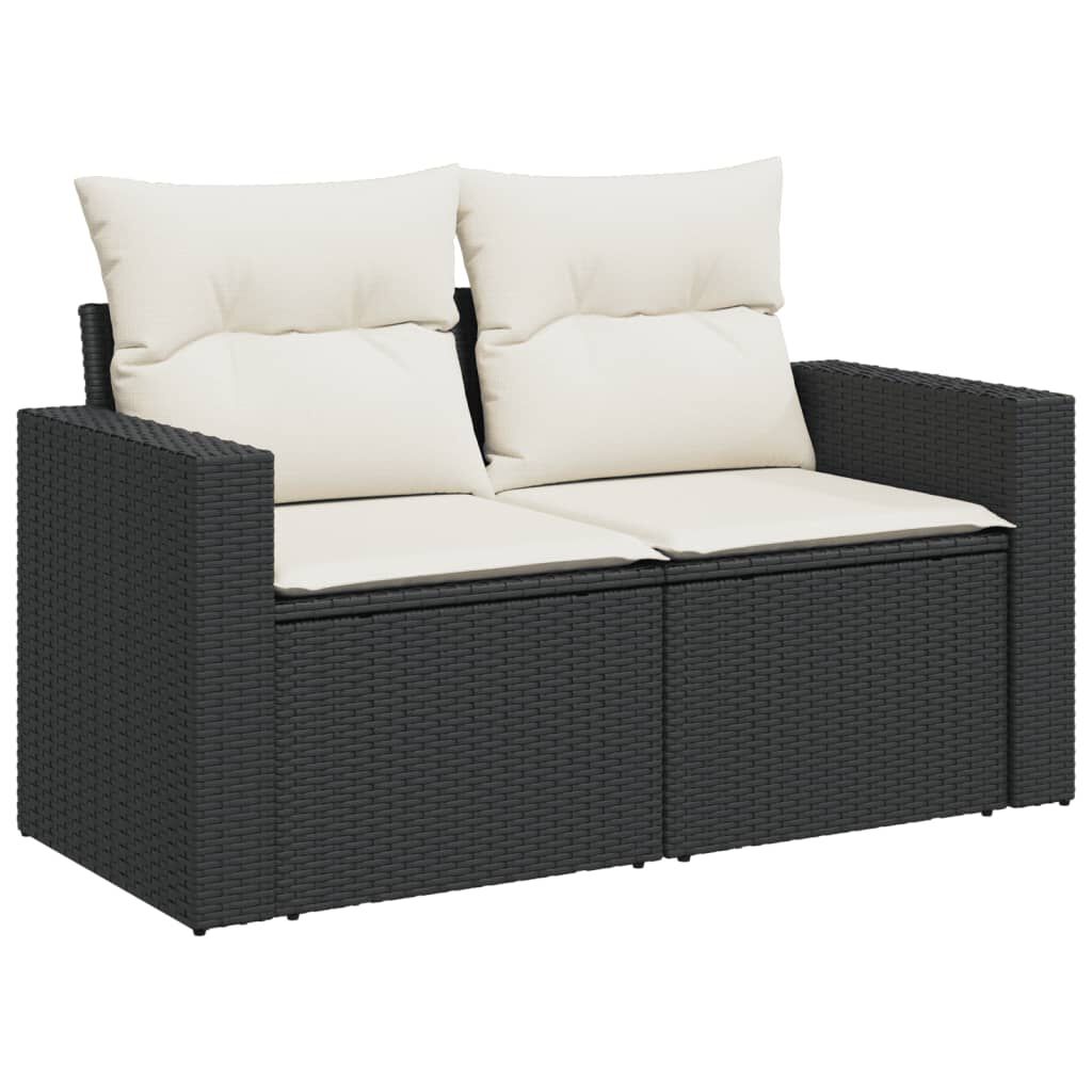 vidaXL 13 Piece Garden Sofa Set with Cushions Black Poly Rattan