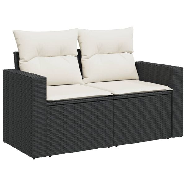vidaXL 13 Piece Garden Sofa Set with Cushions Black Poly Rattan