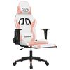 vidaXL Gaming Chair with Footrest White and Pink Faux Leather