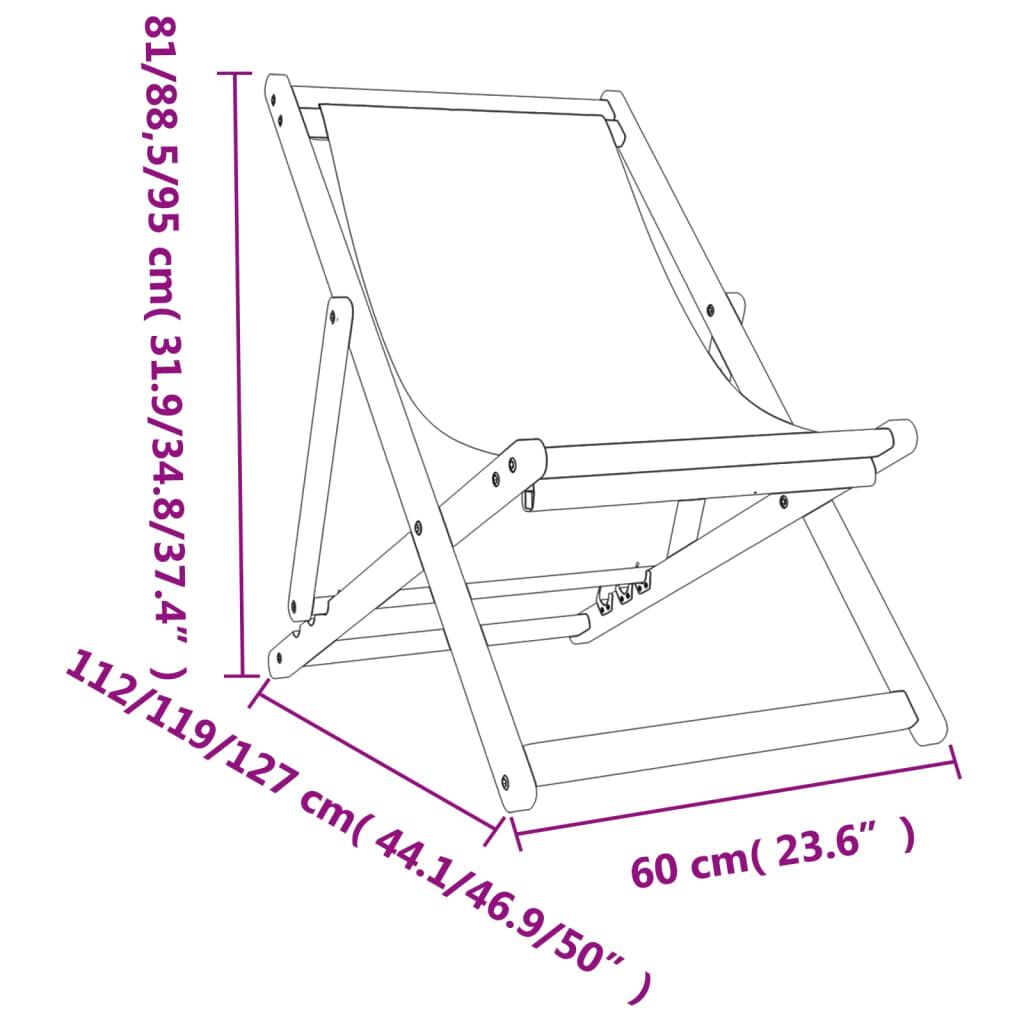 vidaXL Folding Beach Chairs 2 pcs Grey Fabric