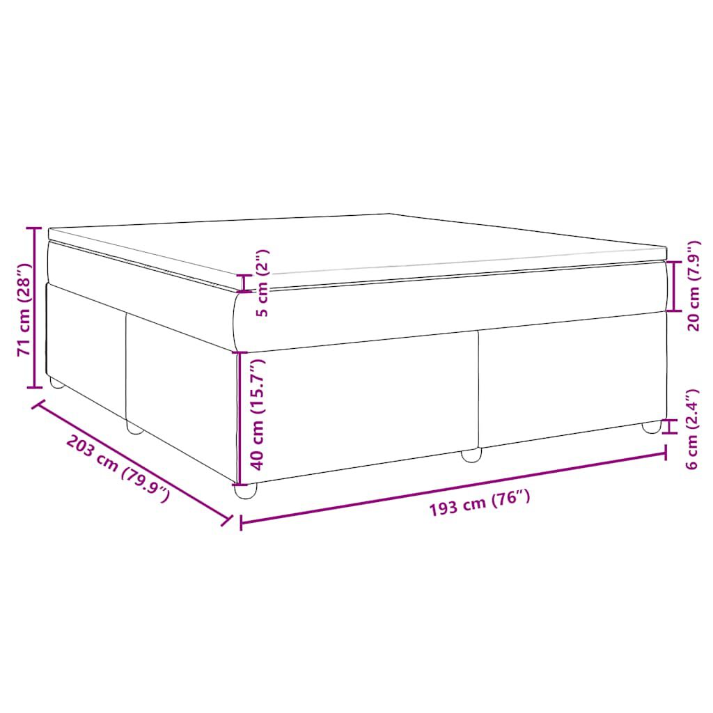 vidaXL Box Spring Bed with Mattress Dark Grey King Fabric