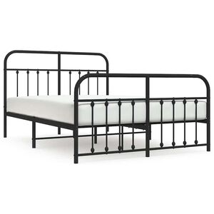 vidaXL Metal Bed Frame without Mattress with Footboard Black 135x190cm