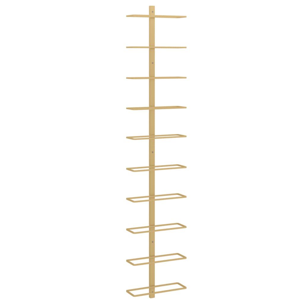 vidaXL Wall-mounted Wine Rack for 10 Bottles Gold Metal