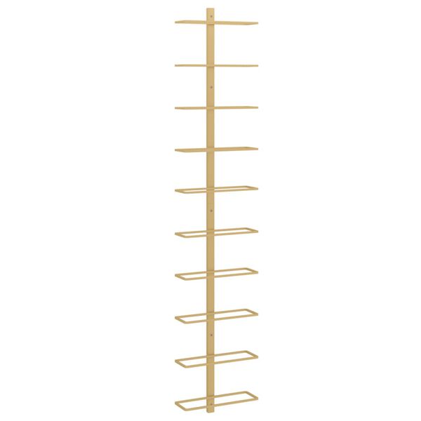 vidaXL Wall-mounted Wine Rack for 10 Bottles Gold Metal