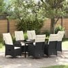 vidaXL Garden Dining Set with Cushion 7 pcs Black Poly Rattan