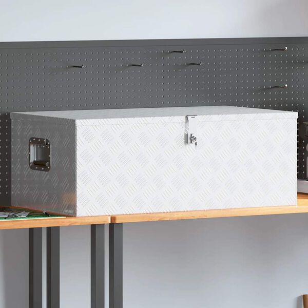 vidaXL Storage Box Silver 100x55x37 cm Aluminium