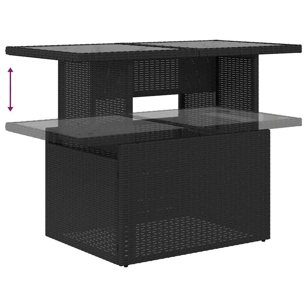 vidaXL Garden Sofa Set with Storage 9 pcs Black Poly rattan