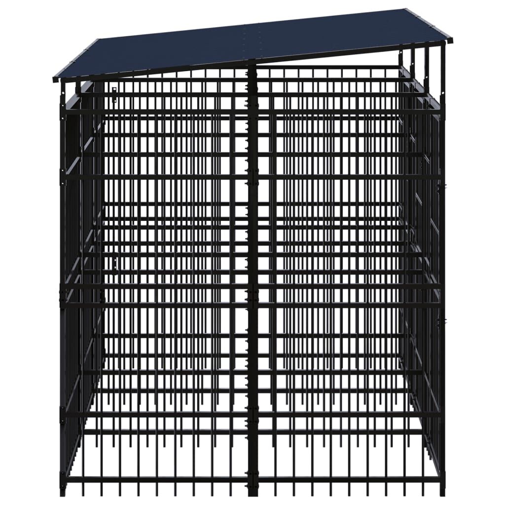 vidaXL Outdoor Dog Kennel with Roof Steel 5.53 m²
