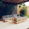vidaXL 11 Piece Garden Lounge Set with Grey Cushions Solid Pinewood