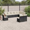 vidaXL 10 Piece Garden Sofa Set with Cushions Black Poly Rattan