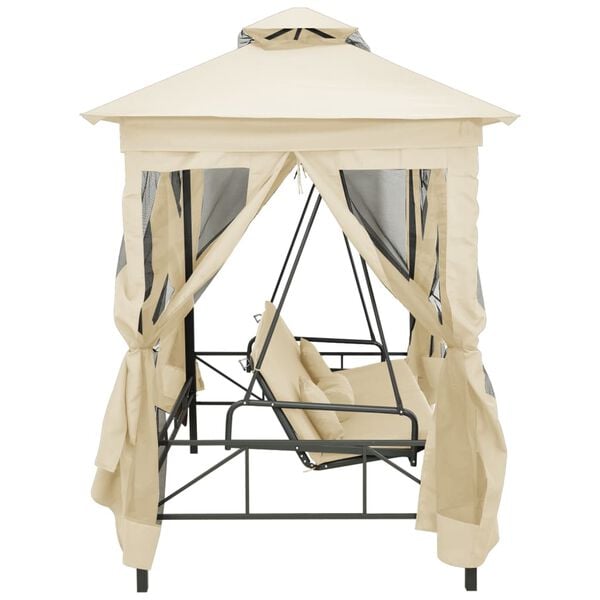 vidaXL Gazebo Convertible Swing Bench Cream White