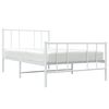vidaXL Metal Bed Frame without Mattress with Footboard White 100x190cm