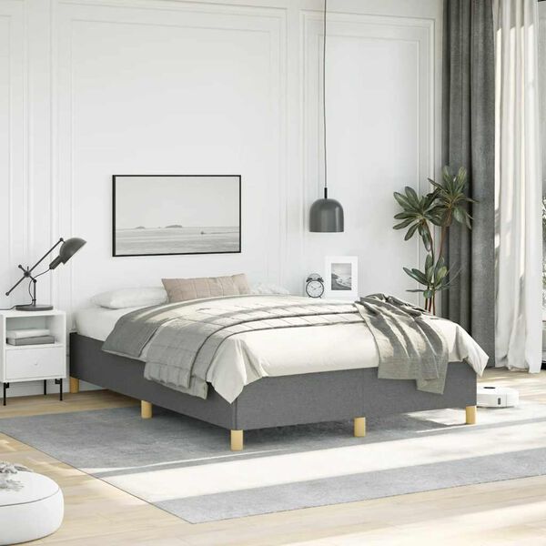 vidaXL Bed Frame without Mattress Dark Grey 137x190 cm Full Fabric