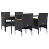vidaXL 5 Piece Garden Dining Set with Cushions Black