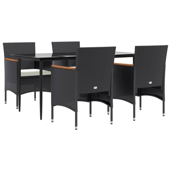 vidaXL 5 Piece Garden Dining Set with Cushions Black