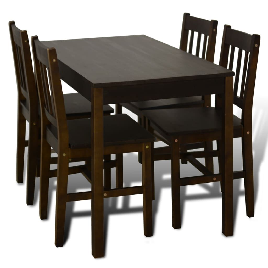 vidaXL Dining Set 5 Pieces Pine Wood Brown
