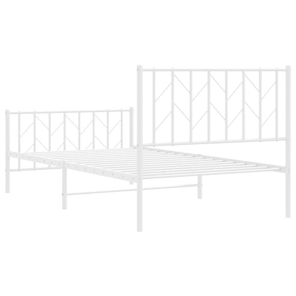 vidaXL Metal Bed Frame without Mattress with Footboard White 100x200cm