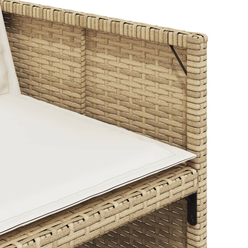 vidaXL 7 Piece Garden Dining Set with Cushions Beige Poly Rattan
