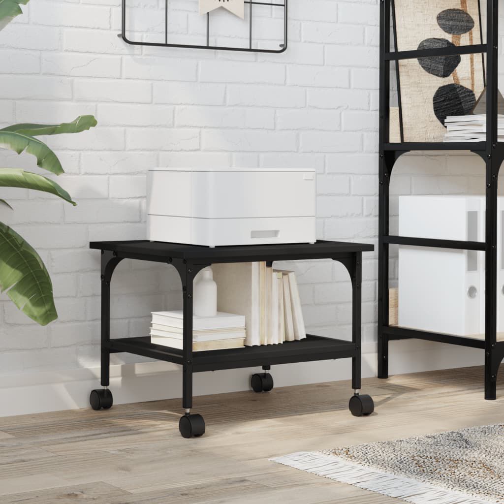 vidaXL Printer Stand 2-Tier Black 50x40x38 cm Engineered Wood