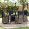 vidaXL Garden Dining Set with Cushion 5 pcs Grey and Black Rattan