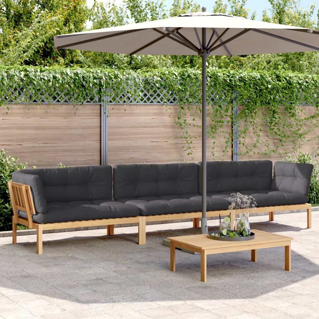 vidaXL 4 Piece Garden Pallet Sofa Set with Cushions Solid Wood Acacia