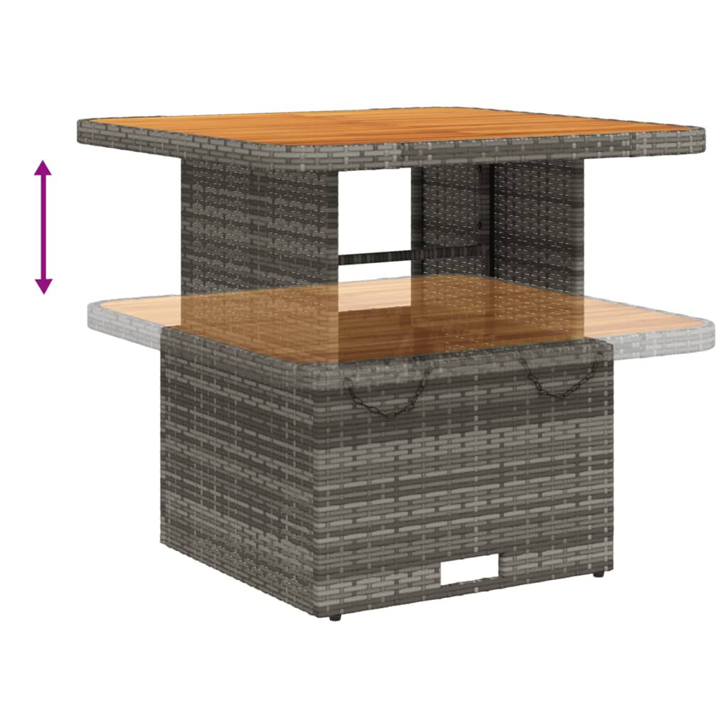 vidaXL Garden Table Grey 80x80x71 cm Poly Rattan and Acacia Wood