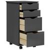 vidaXL Rolling Cabinet with Drawers MOSS Grey Solid Wood Pine
