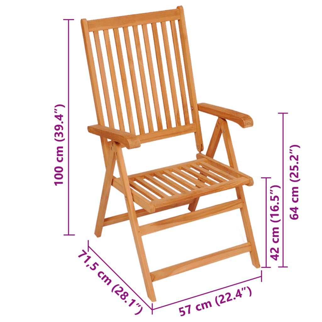 vidaXL Garden Chairs 2 pcs with Red Cushions Solid Teak Wood