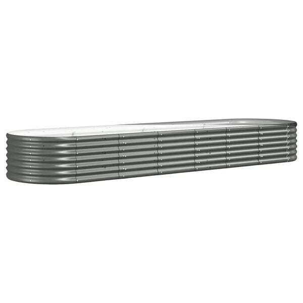 vidaXL Garden Raised Bed Galvanised Steel 296x80x36 cm Grey