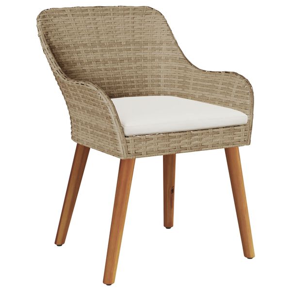 vidaXL Garden Chairs with Cushions 2 pcs Beige Poly Rattan