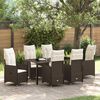 vidaXL Garden Dining Set with Cushion 7 pcs Brown Poly Rattan