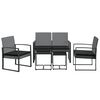 vidaXL 5 piece Garden Dining Set with Cushions Dark Grey PP Rattan