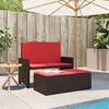 vidaXL Garden Bench with Cushions and Footstool Brown Poly Rattan