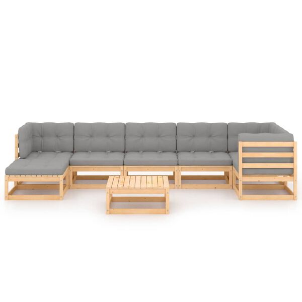 vidaXL 8 Piece Garden Lounge Set with Cushions Solid Pinewood