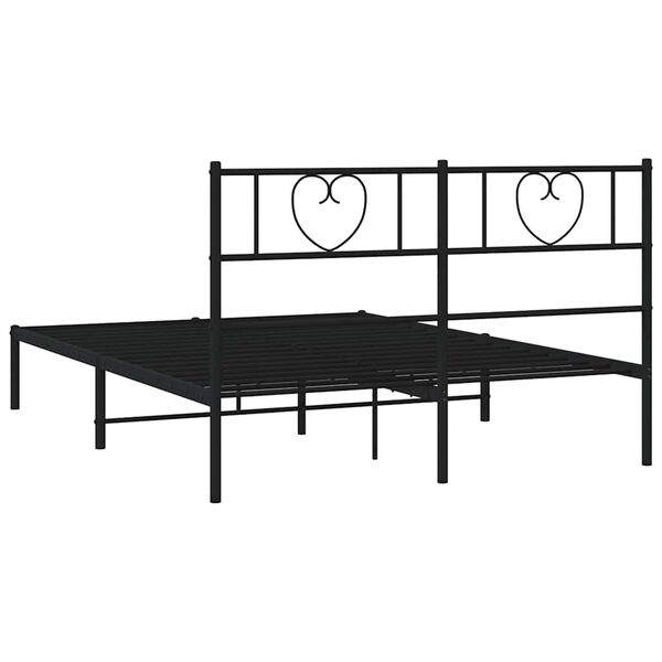 vidaXL Metal Bed Frame without Mattress with Headboard Black 150x200cm