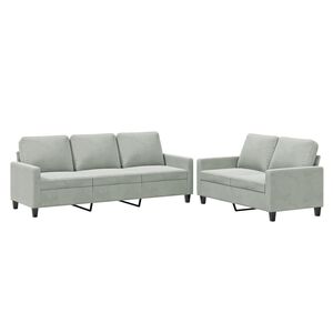 vidaXL 2 Piece Sofa Set with Cushions Light Grey Velvet