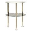 vidaXL 2-Tier Side Table Transparent & Black Marble 38 cm Tempered Glass