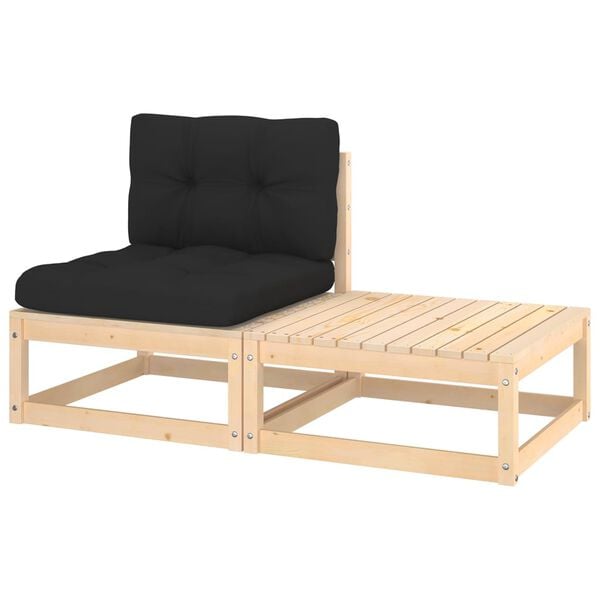vidaXL 2 Piece Garden Lounge Set with Cushions Solid Pinewood
