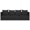 vidaXL Outdoor Lounge Bed with Cushions Black Poly Rattan