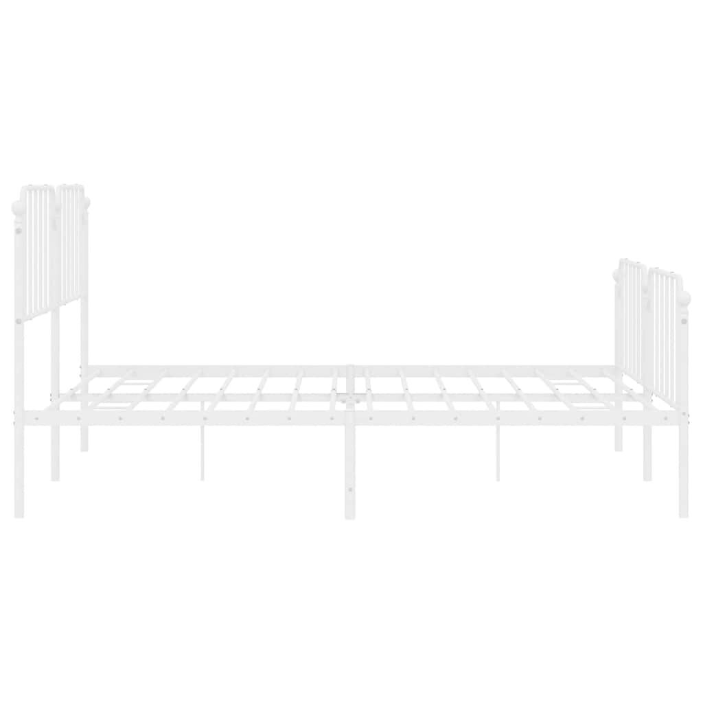 vidaXL Metal Bed Frame without Mattress with Footboard White 193x203cm