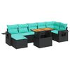 vidaXL 8 Piece Garden Sofa Set with Cushions Black Poly Rattan