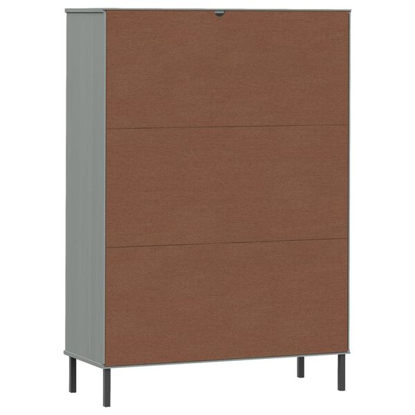 vidaXL Bookcase with Metal Legs Grey 90x35x128.5 cm Solid Wood OSLO
