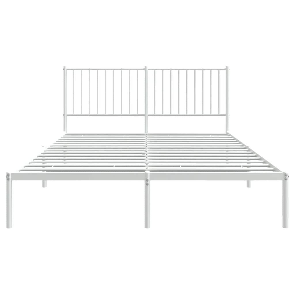 vidaXL Metal Bed Frame without Mattress with Headboard White 150x200cm