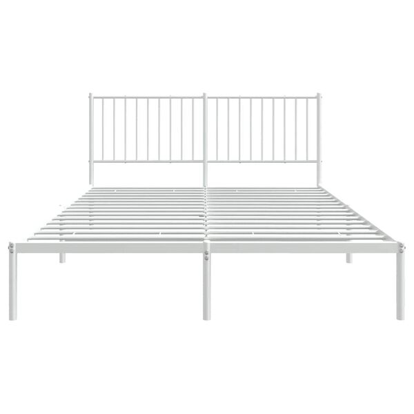 vidaXL Metal Bed Frame without Mattress with Headboard White 150x200cm