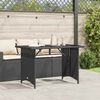 vidaXL Garden Table with Glass Top Black 110x68x70 cm Poly Rattan