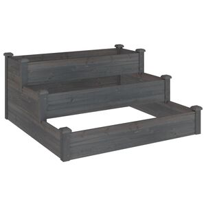 vidaXL Garden Raised Bed Grey 120x120x56 cm Solid Wood Fir