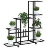 vidaXL Flower Stand with Wheel 94.5x25x92.5 cm Black Metal